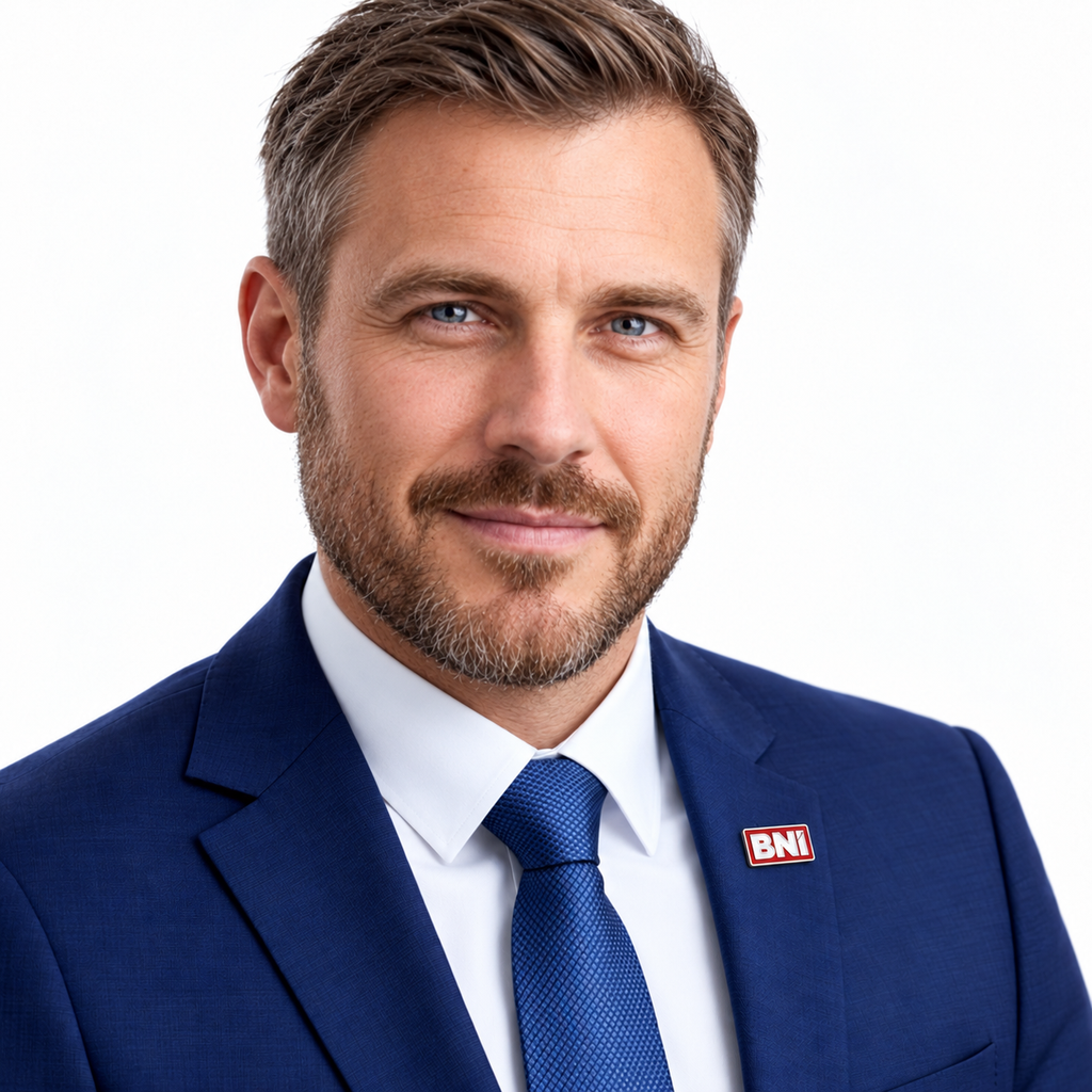 Mitglied mit BNI Pin am Revers